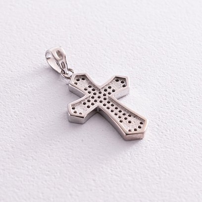 Серебряный крестик с фианитами 131604 №3