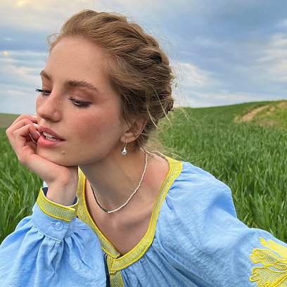 Серебряные серьги - петельки с жемчугом 123204 №3