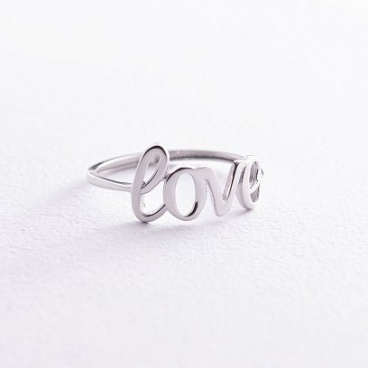 Каблучка "Love" у білому золоті к07094