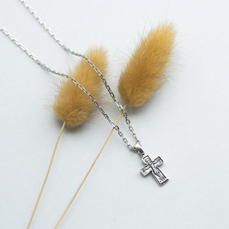 Серебряный детский крест "Распятие. Молитва "Господи, помилуй" 131651 от ювелирного магазина Оникс - 3