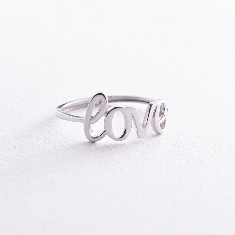 Каблучка "Love" у білому золоті к07094 від ювелірного магазину Онікс