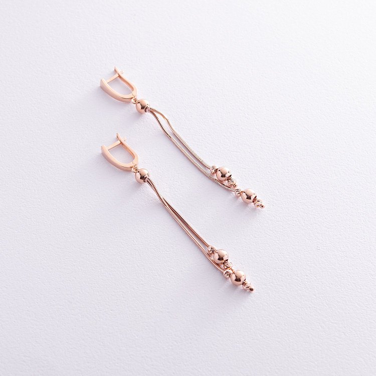 Золоті сережки з кульками с08222 від ювелірного магазину Онікс - 2