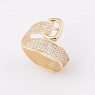 Золотое кольцо "Ремень" с фианитами к04811 от ювелирного магазина Оникс