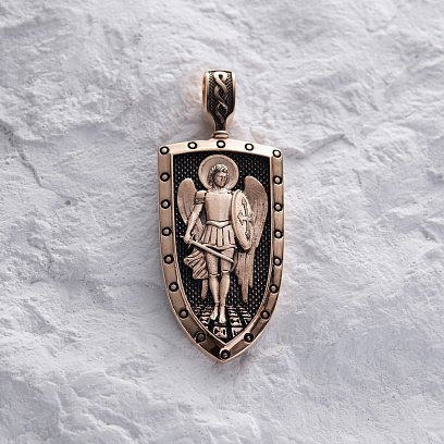 Золотий кулон "Архангел Михаїл моли Бога о нас" п03823 №5