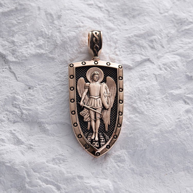 Золотий кулон "Архангел Михаїл моли Бога о нас" п03823 від ювелірного магазину Онікс - 5
