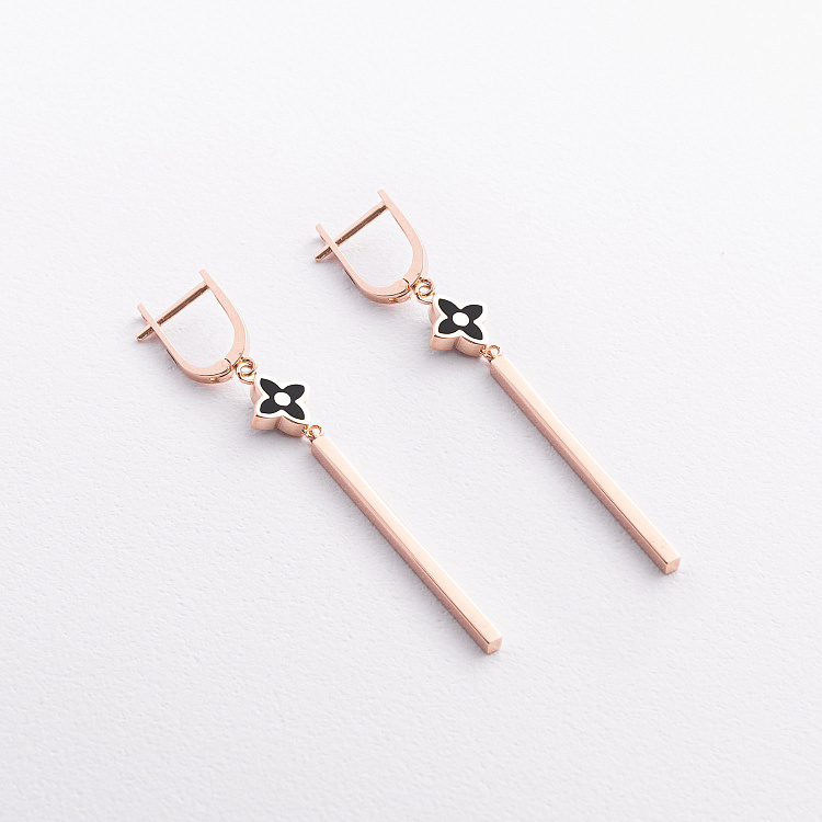 Золоті сережки "Конюшина" (емаль) с09709 від ювелірного магазину Онікс - 2