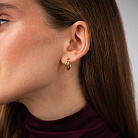 Серьги - кольца "Гвоздь" в желтом золоте (фианиты) с09329 от ювелирного магазина Оникс - 3