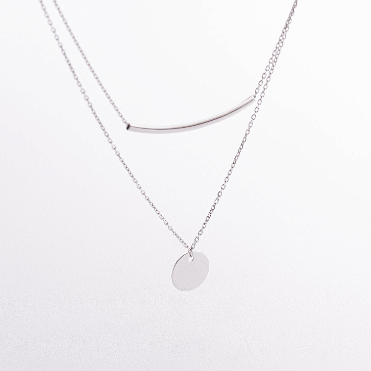 Двойное серебряное колье "Монетка" 908-01104 от ювелирного магазина Оникс