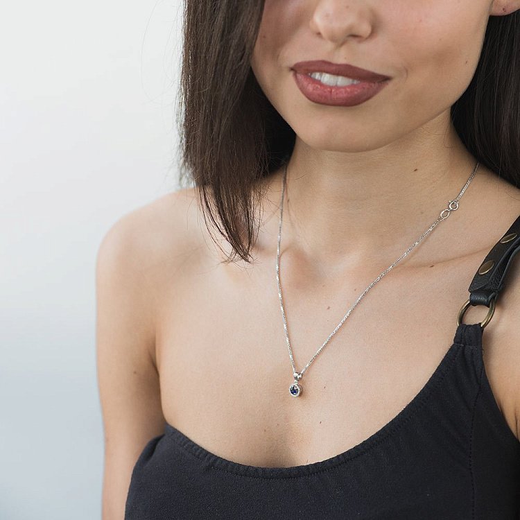 Золота підвіска з сапфіром і діамантами ldp0358-p від ювелірного магазину Онікс - 3