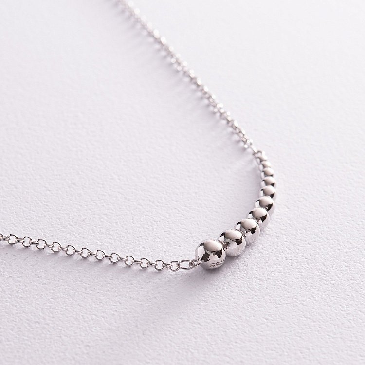 Серебряное колье "Шарики" 181249 от ювелирного магазина Оникс - 4