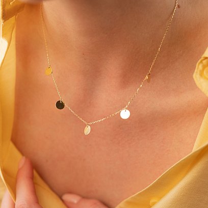 Золоте кольє з монетками (5 шт) кол01432 №9