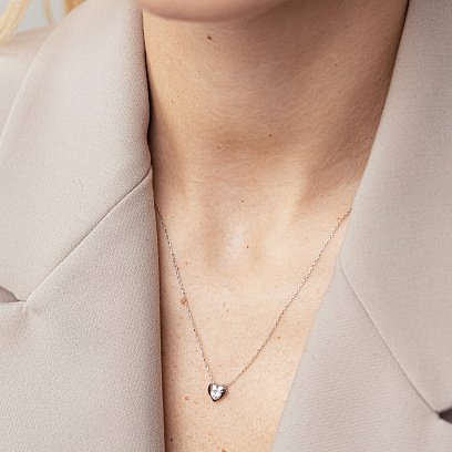 Золоте кольє "Сердечко" з фіанітом кол02138 №7