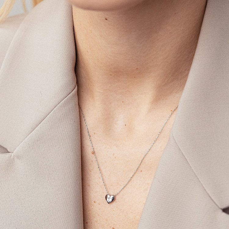 Золоте кольє "Сердечко" з фіанітом кол02138 від ювелірного магазину Онікс - 6