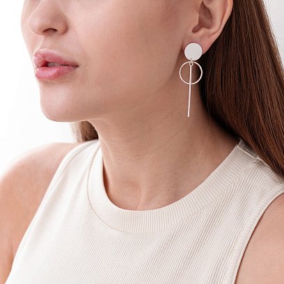 Серебряные серьги - пусеты "Геометрия" 122766