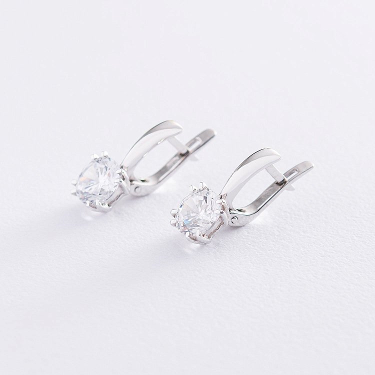 Золоті сережки з фіанітами с02901 від ювелірного магазину Онікс