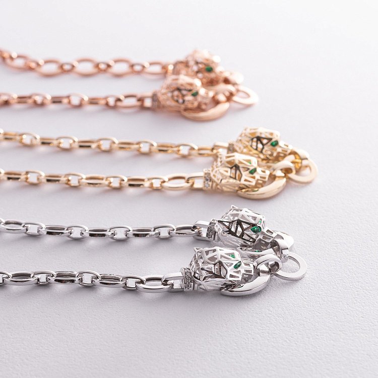 Кольє "Пантера" у жовтому золоті (фіаніти) кол02442 від ювелірного магазину Онікс - 1