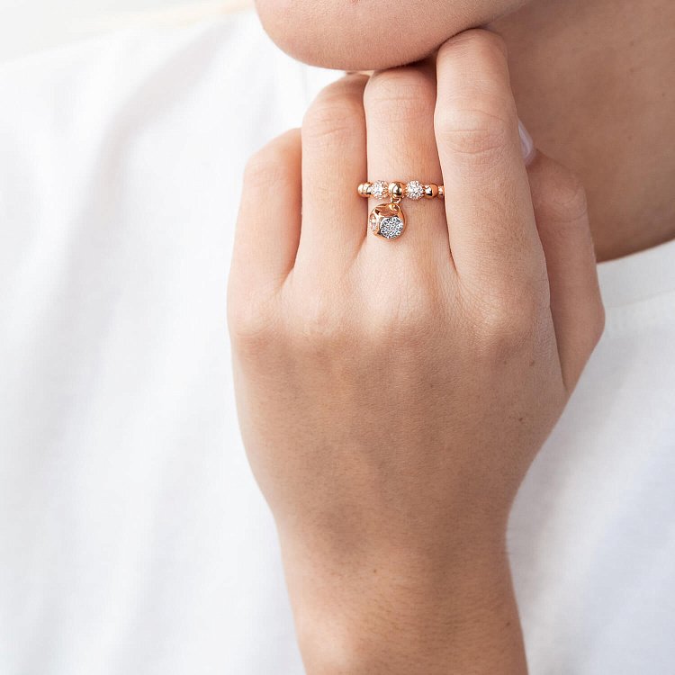 Золота каблучка з фіанітами к04933 від ювелірного магазину Онікс - 1