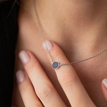 Срібне кольє "Круг" (емаль) 077240 №4