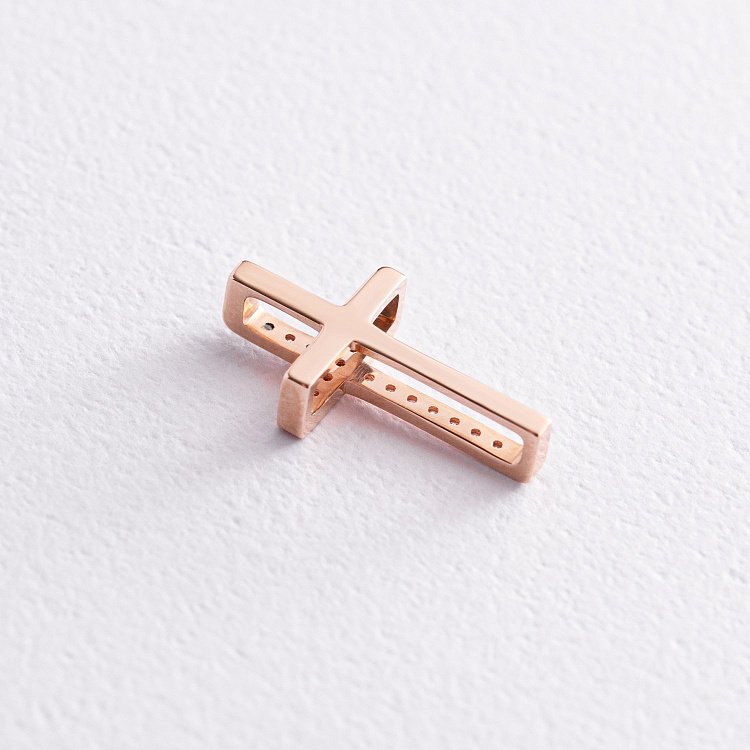 Хрестик у червоному золоті з діамантами 16552421 від ювелірного магазину Онікс - 1