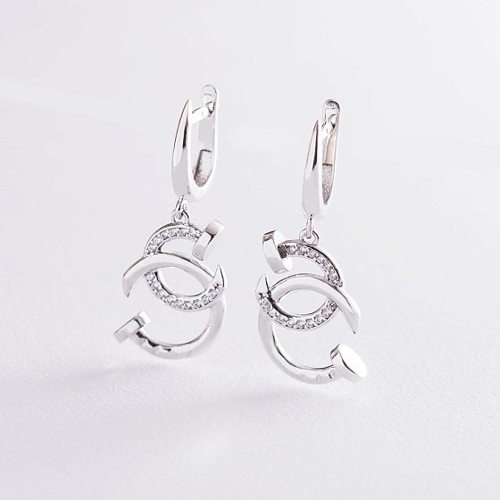 Серьги "Гвоздики" в белом золоте с06744