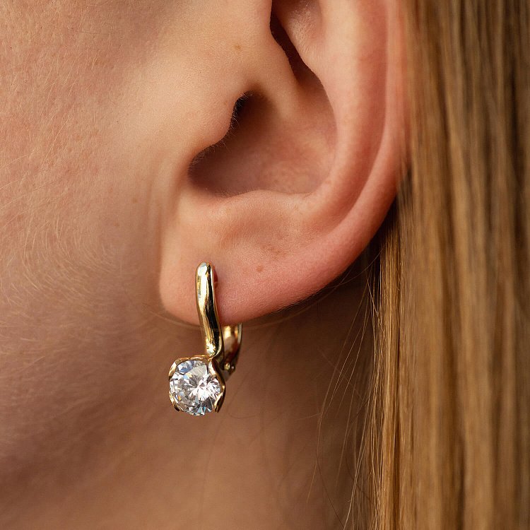 Золоті сережки з сердечками (фіаніти) с08638 від ювелірного магазину Онікс - 3