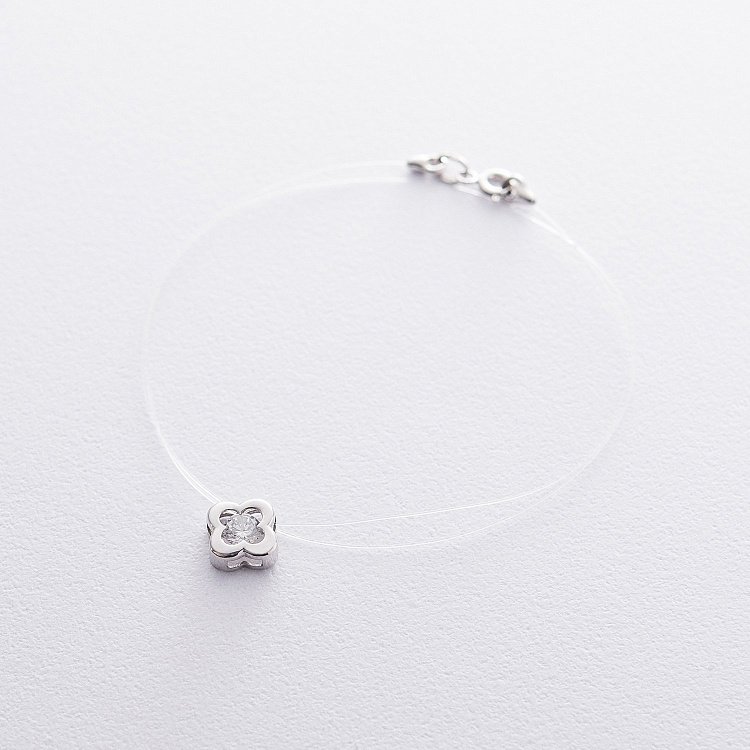 Золоте кольє на лісці "Конюшина" (фіаніт) кол01087 від ювелірного магазину Онікс