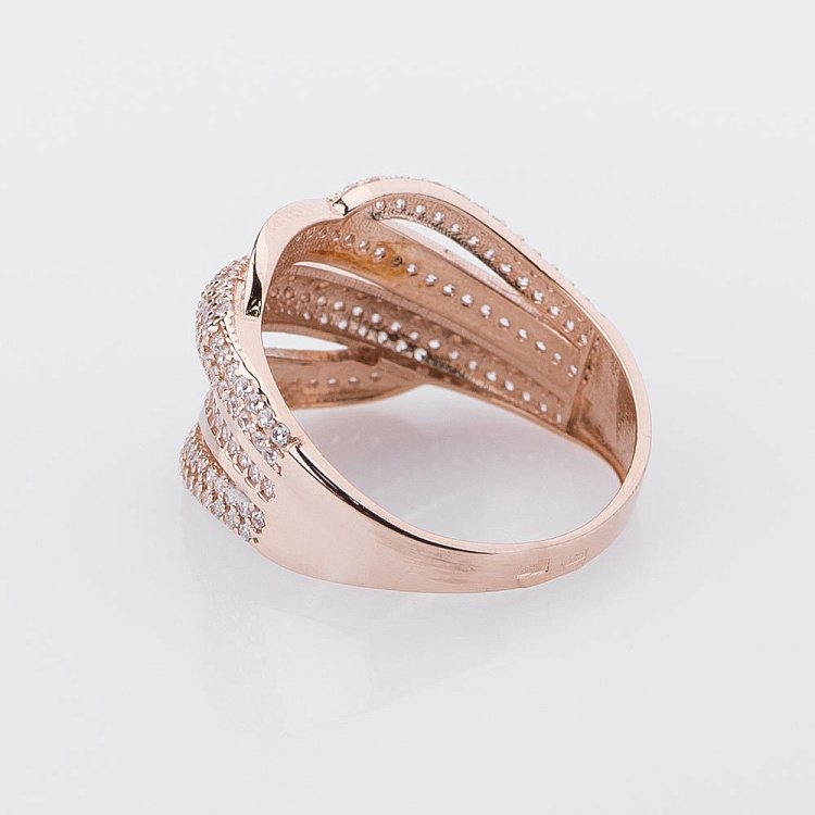 Золота каблучка з фіанітами к04137 від ювелірного магазину Онікс - 2