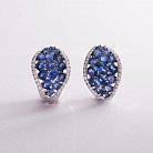 Золоті сережки з синіми сапфірами і діамантами MR16801Egm от ювелирного магазина Оникс