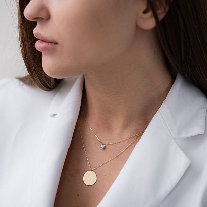 Кольє з фіанітом в жовтому золоті (можливе гравіювання) кол01785 №3