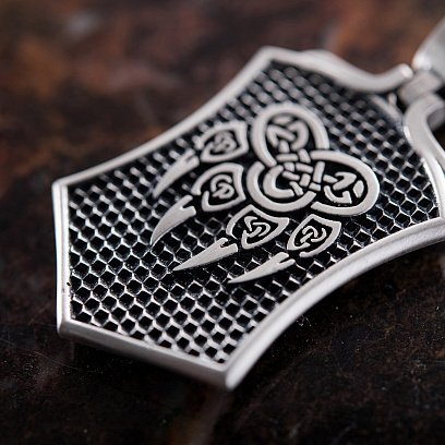 Серебряный кулон "Волк воет на луну" 376 №7