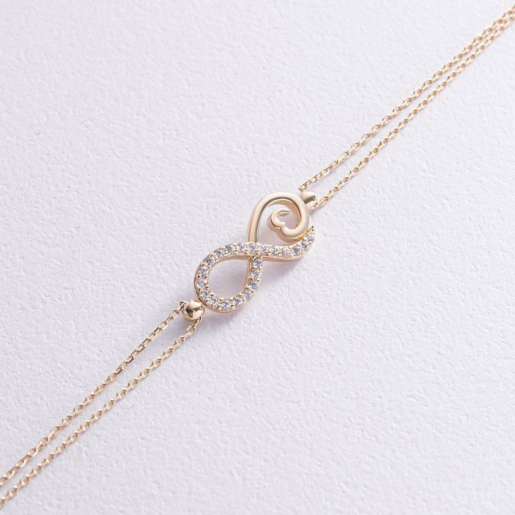 Браслет "Нескінченність" у жовтому золоті (фіаніти) б05307 від ювелірного магазину Онікс