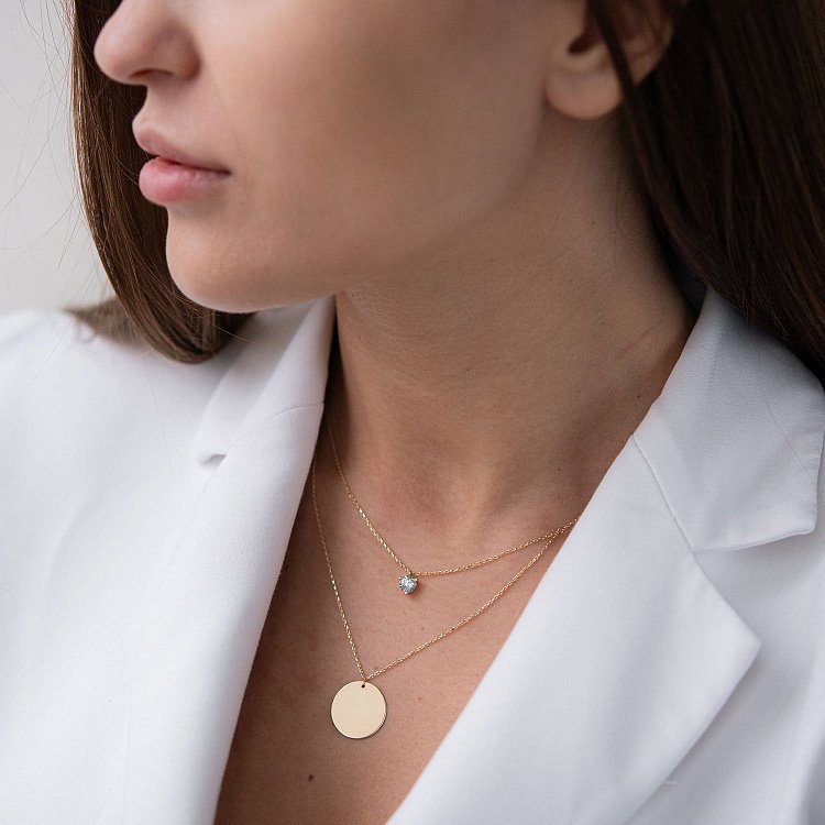 Кольє з фіанітом в жовтому золоті (можливе гравіювання) кол01785 від ювелірного магазину Онікс - 3