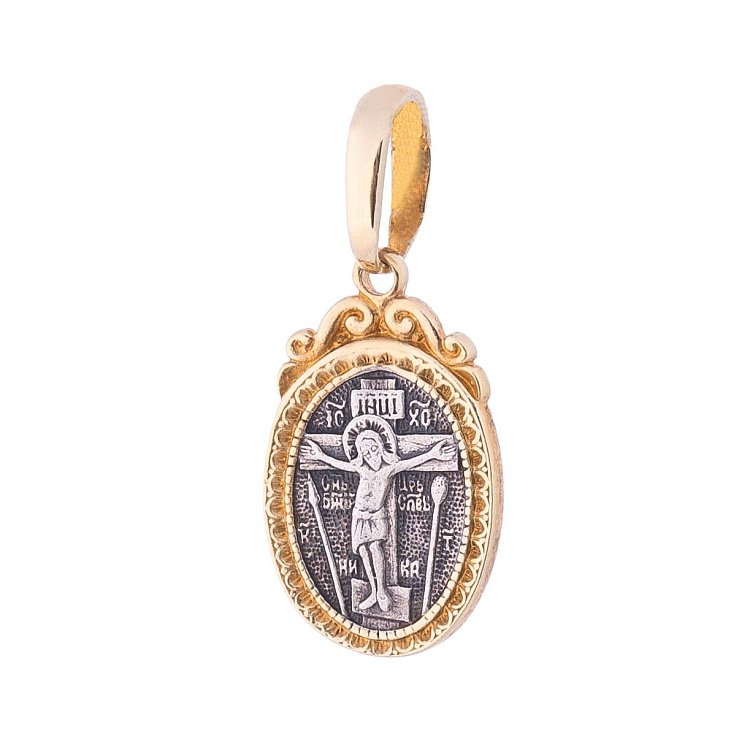 Серебряная ладанка с чернением и позолотой 131807 от ювелирного магазина Оникс - 2