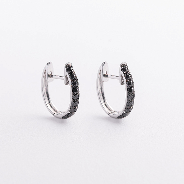 Золотые серьги с черными бриллиантами сб0252sth от ювелирного магазина Оникс