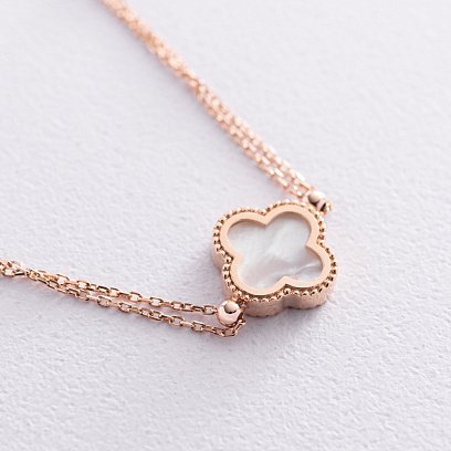 Браслет "Конюшина" в червоному золоті (перламутр) б04556 №3