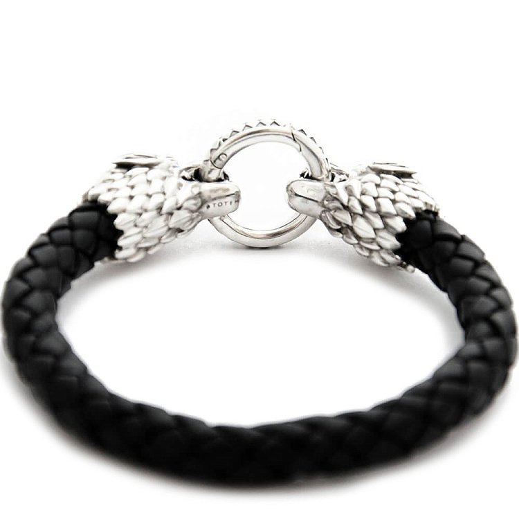 Кожаный браслет "Wolf" с серебряными вставками t21-10 от ювелирного магазина Оникс - 4