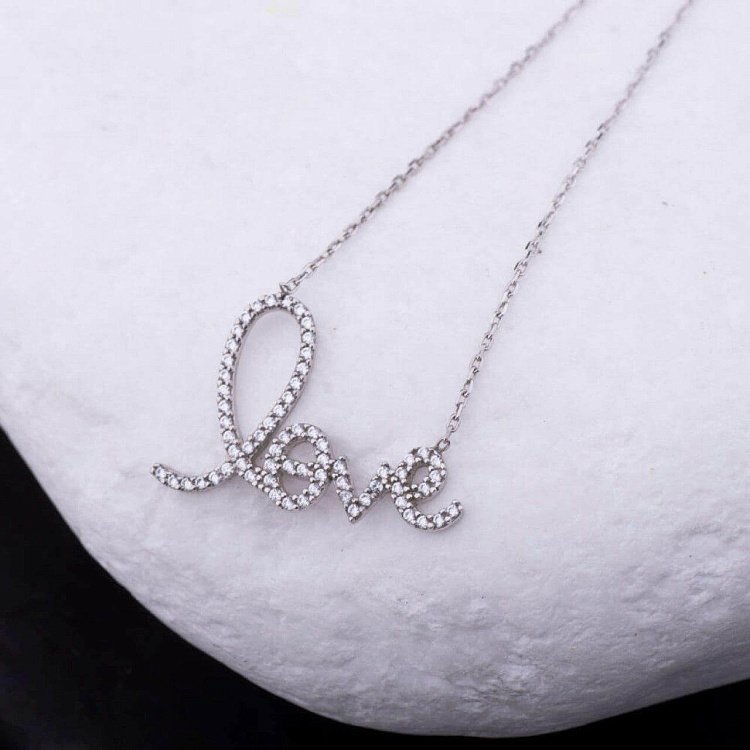 Колье "Love" с фианитами (родий, 50см) 18177 от ювелирного магазина Оникс - 1