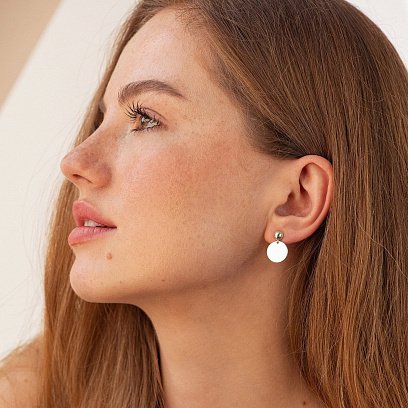 ﻿Сережки-пусети "Монетки" в сріблі 122626 №3