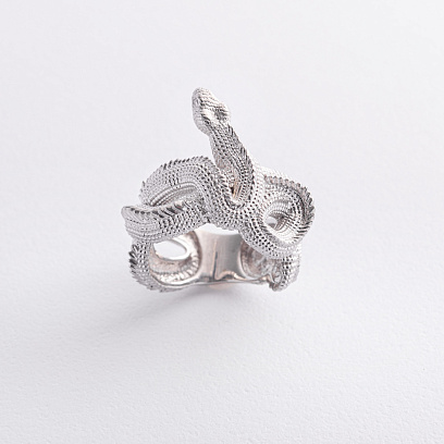 Серебряное кольцо "World snake" 1688род №3