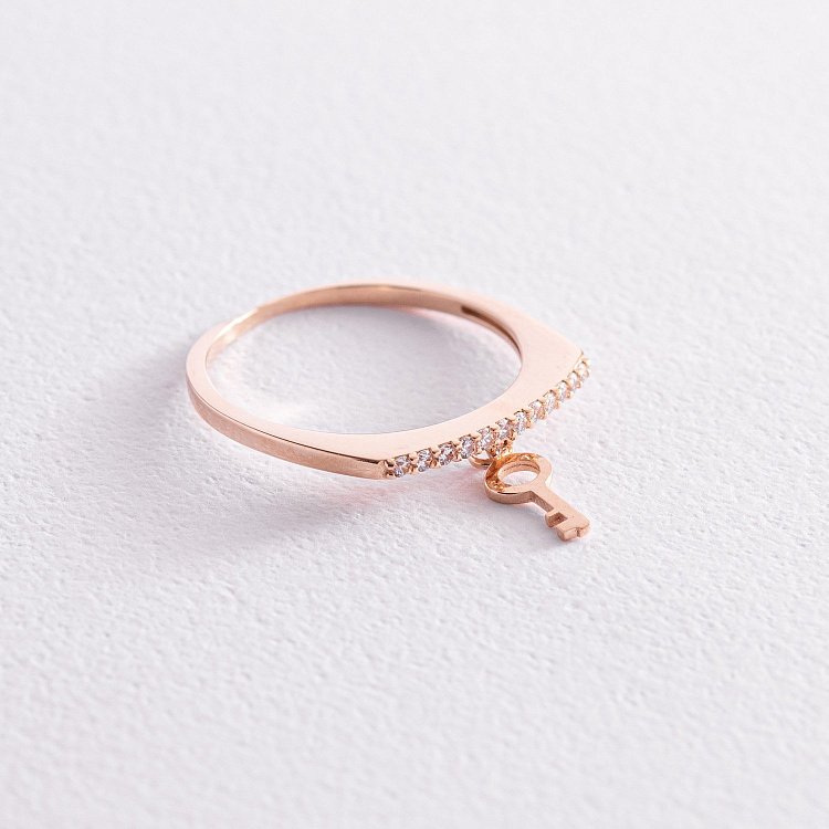 Золота каблучка "Ключик" з фіанітами к07006 від ювелірного магазину Онікс - 6