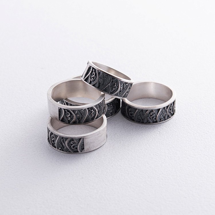 Серебряное кольцо "Японские волны" 7019 от ювелирного магазина Оникс - 18