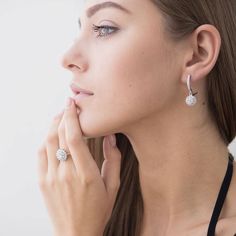 Срібні сережки з фіанітами с26 від ювелірного магазину Онікс - 4