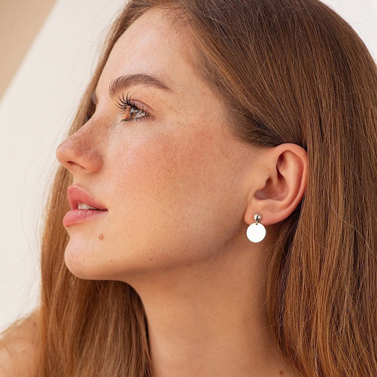 ﻿Сережки-пусети "Монетки" в сріблі 122626 від ювелірного магазину Онікс - 2