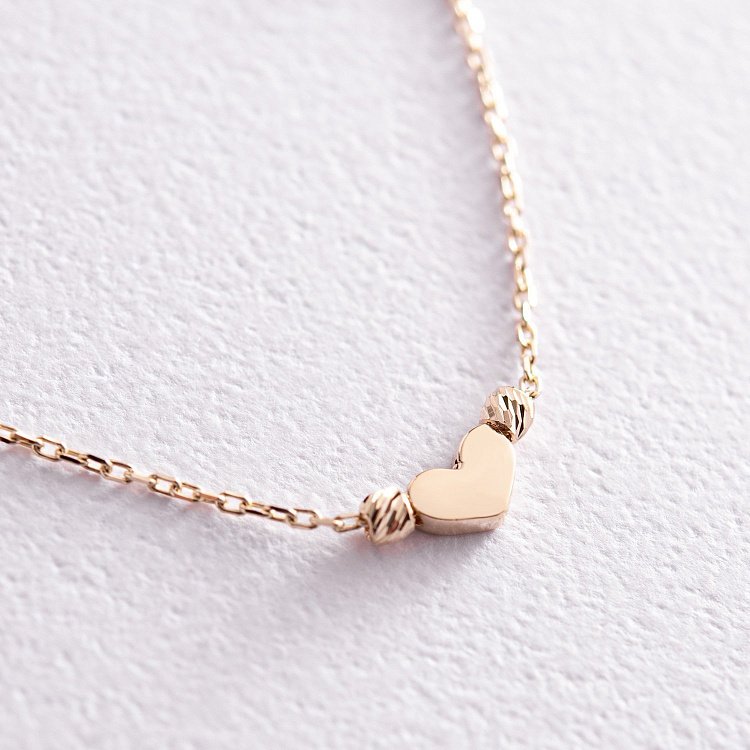 Золотой браслет "Сердечко" б05091 от ювелирного магазина Оникс - 2