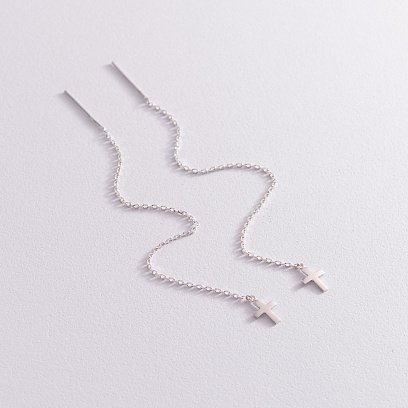 Срібні сережки - протяжки "Хрестики" 123100