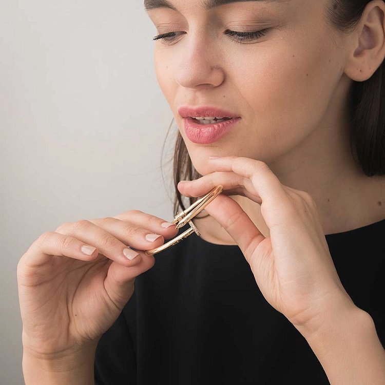 Золотой браслет "Гвоздь" с фианитами б02241 от ювелирного магазина Оникс - 2