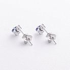 Сережки - пусети в білому золоті (діаманти, сапфіри) сб0712sm от ювелирного магазина Оникс - 2