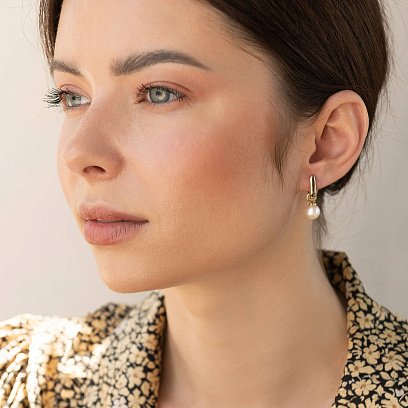 Золотые серьги с жемчугом с06940 №2