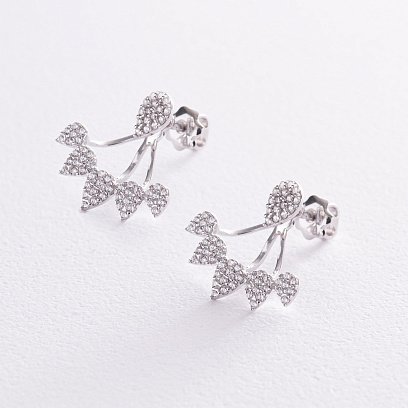 Срібні сережки - джекети з фіанітами 902-01125 №2
