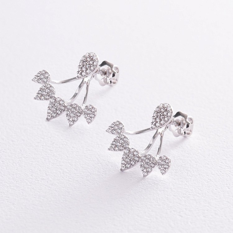 Срібні сережки - джекети з фіанітами 902-01125 від ювелірного магазину Онікс - 1